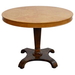 Swedish Art Deco Burl Birch and Elm Pedestal Table