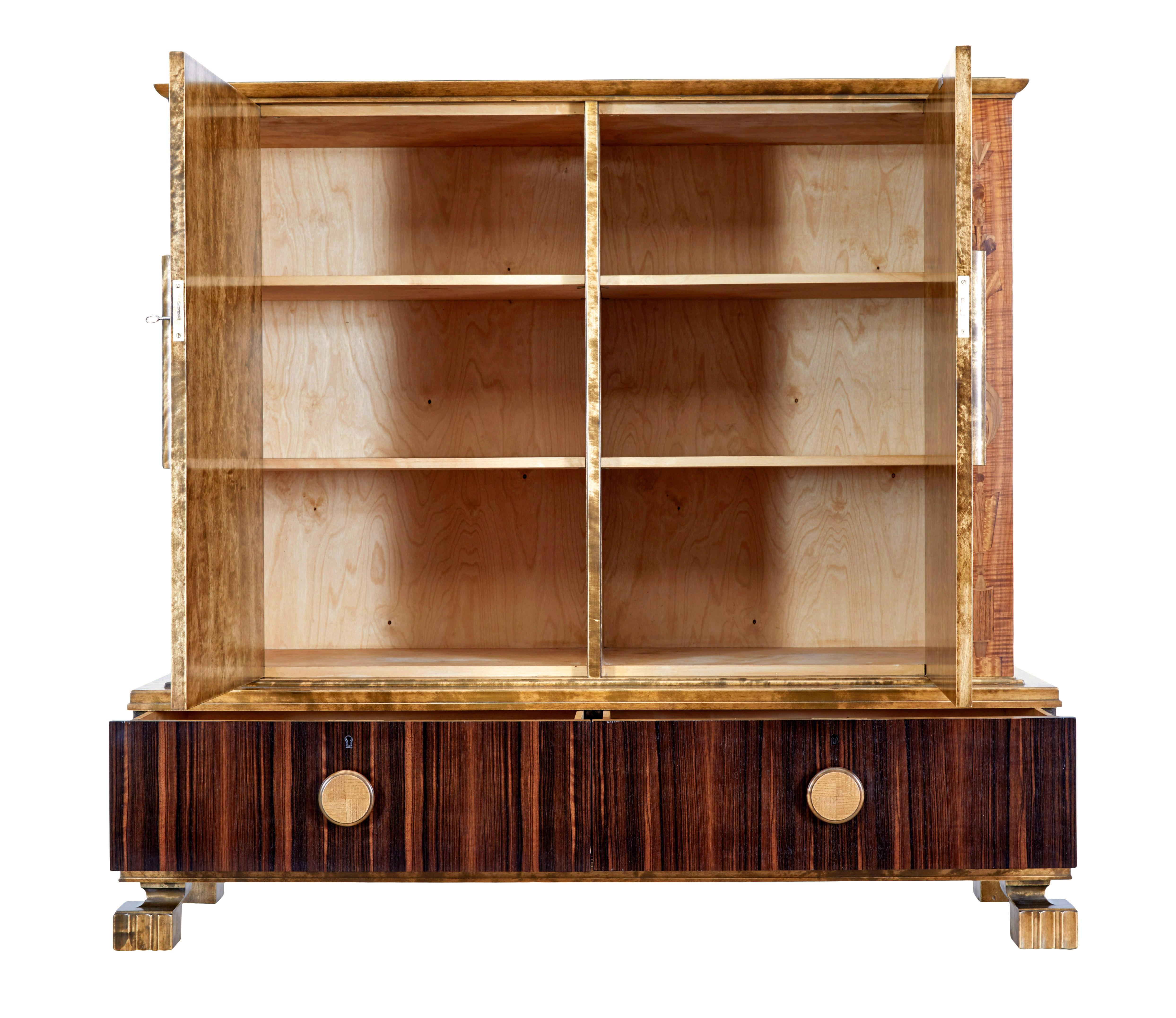 Art Deco Swedish art deco burr birch cabinet For Sale