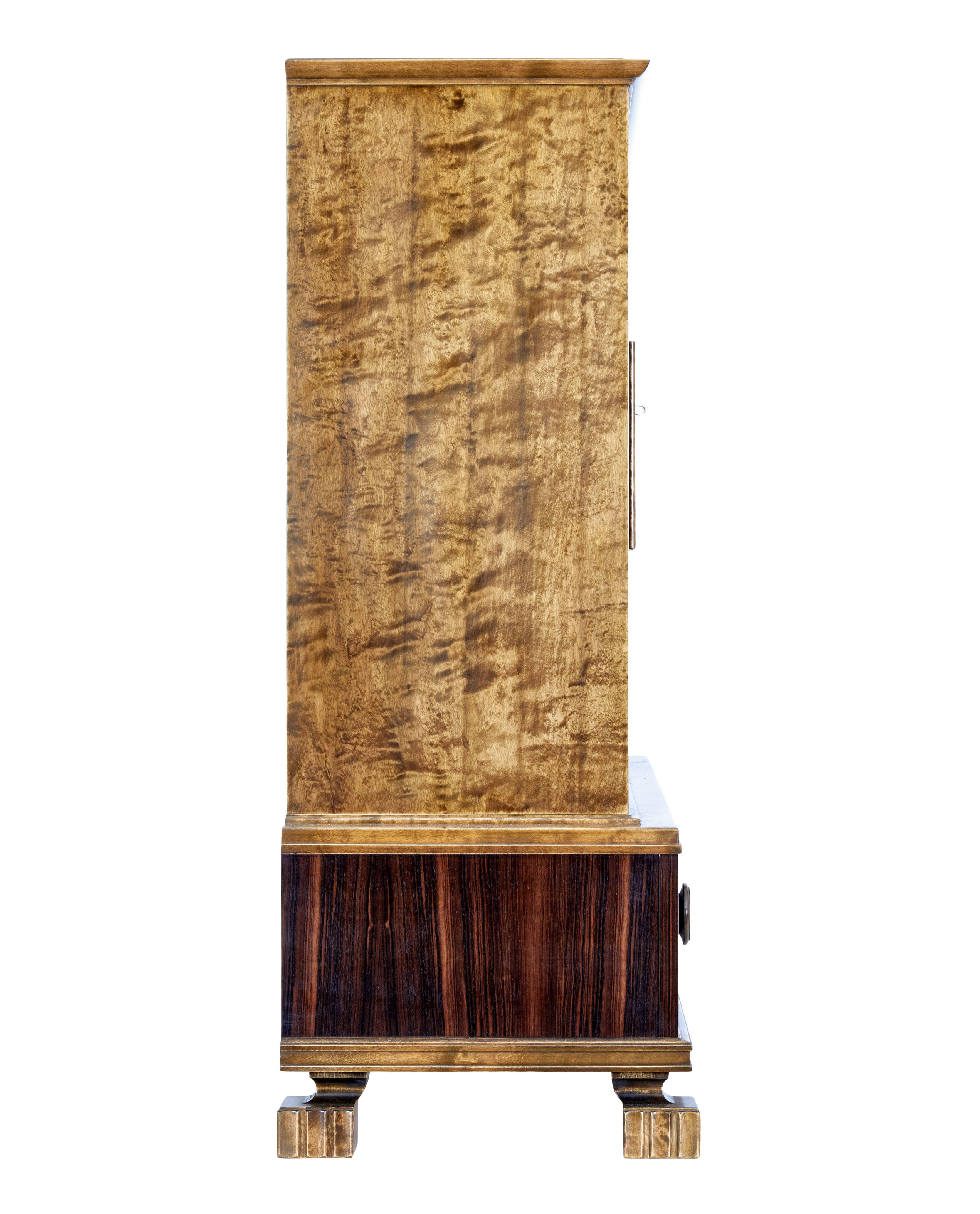 Swedish Art Deco Burr Birch Cupboard For Sale at 1stDibs