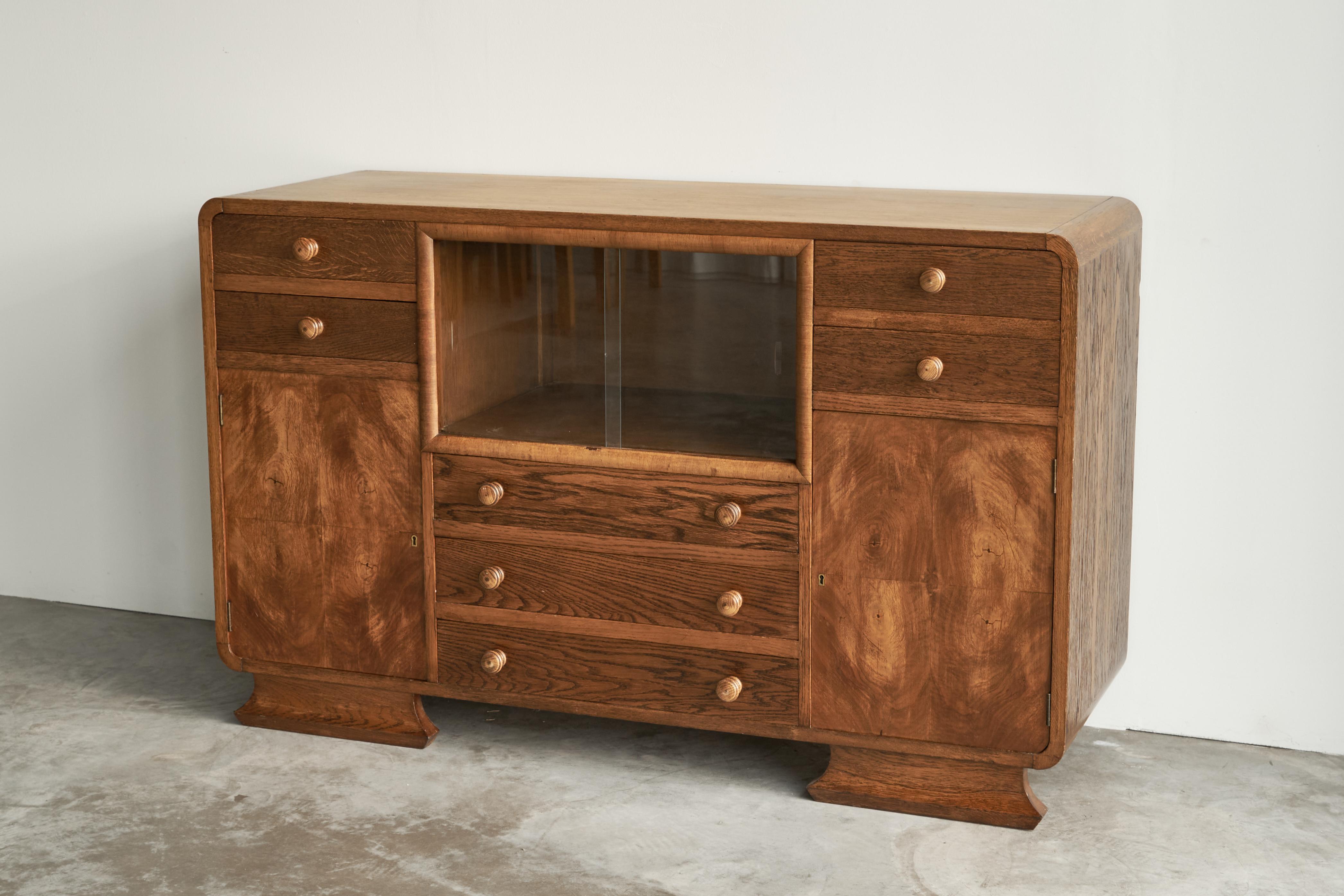 Hand-Crafted Swedish Art Deco Cabinet in Oak 1940s For Sale