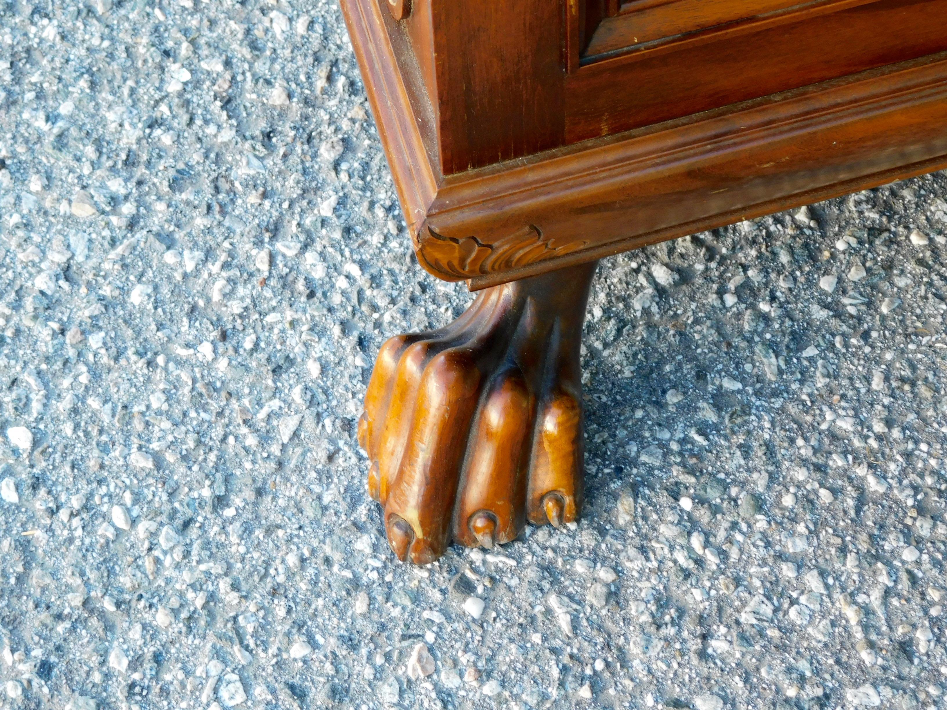 Swedish Art Deco Carved Paneled Sofa with Claw Feet by Eugen Hoglund, 1930s 4