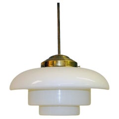 Swedish Art Deco ceiling lamp with opaline glass shade 1930s 