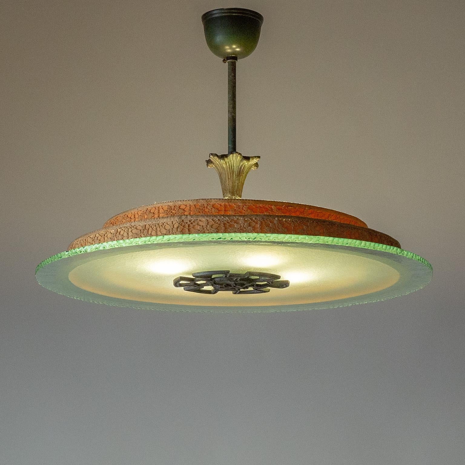 Plafoniera svedese Art Déco degli anni '30. Un grande disco di 