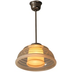 Swedish Art Deco Ceiling Light in Frosted Glass and Steel