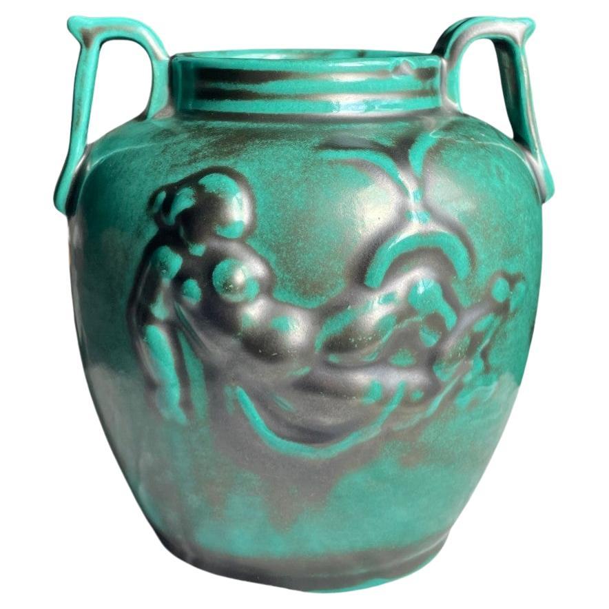 Vase Céramique Bleu – Design Scandinave Vintage – Ebeling – 27 Cm – Exceptionnel