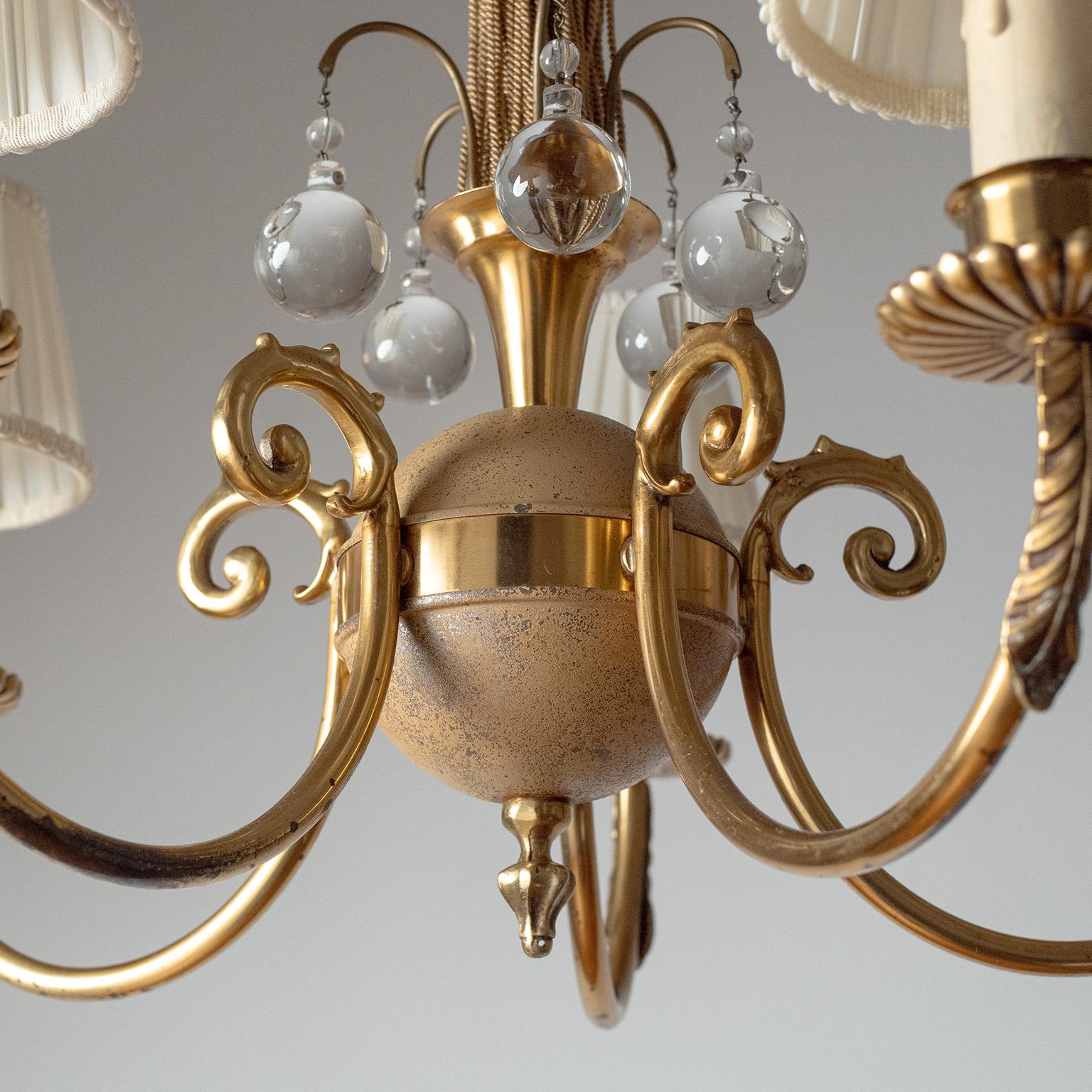 Swedish Art Deco Chandelier, 1930s Latón en venta