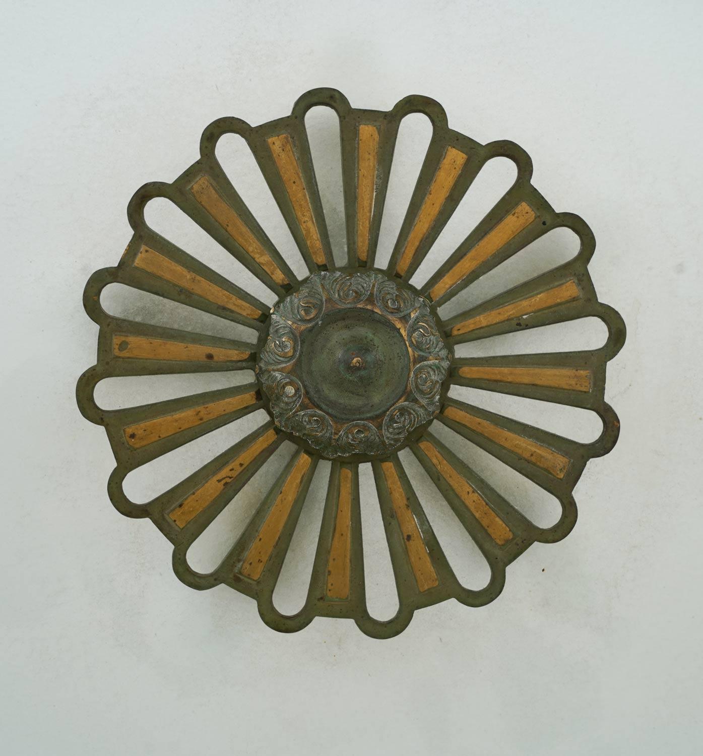 20th Century Swedish Art Deco Chandelier in Glass and Patinated Brass For Sale