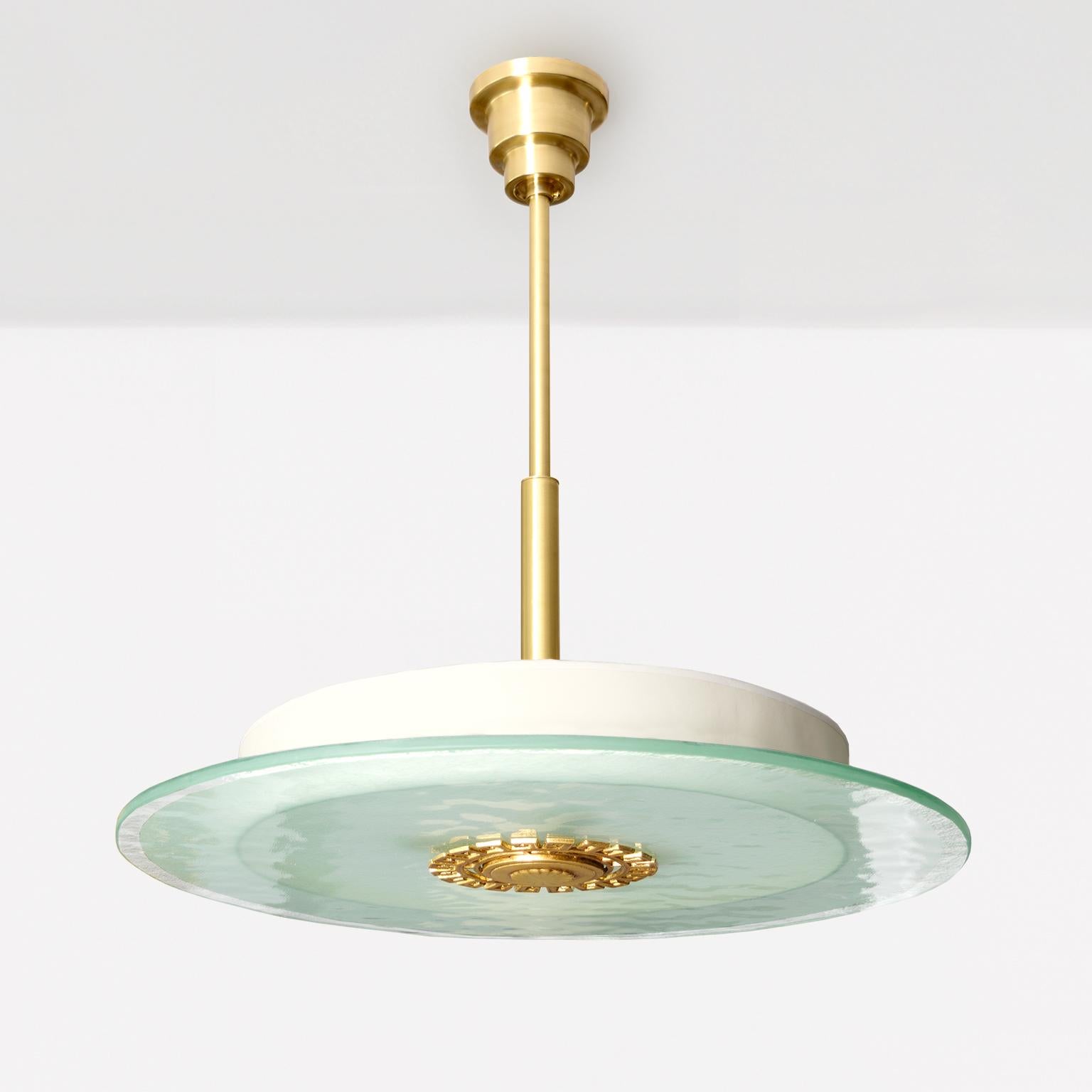 CHANDELIER ART DECO SUeco CON remate de pan de oro Sueco en venta