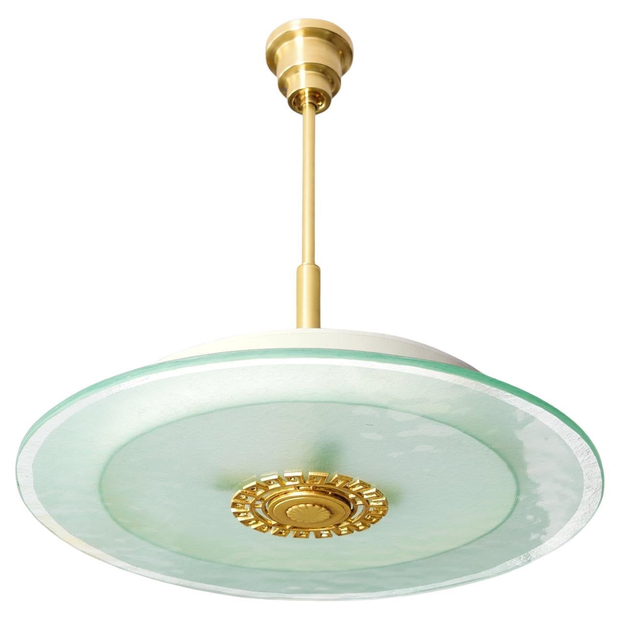 SWEDISH ART DECO CHANDELIER WITH Gold leaf finial