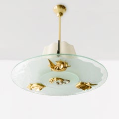 Swedish Art Deco Chandelier with sea motif, mermaid and 3 ships