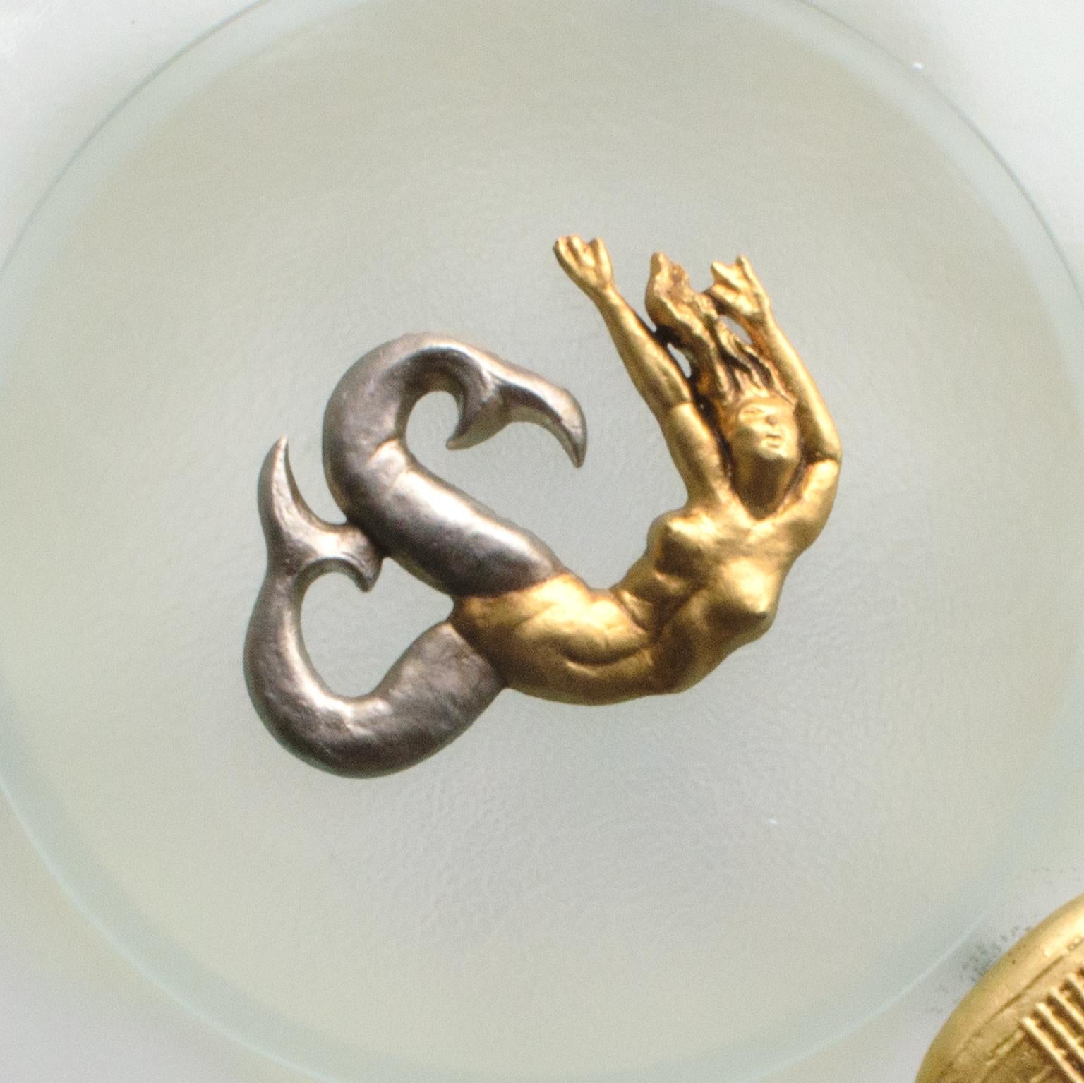 Lampadario svedese Art Deco con motivo marino, sirena e 3 navi In condizioni buone in vendita a New York, NY