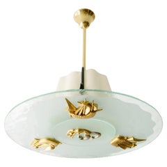 Swedish Art Deco Chandelier with sea motif, mermaid and 3 ships