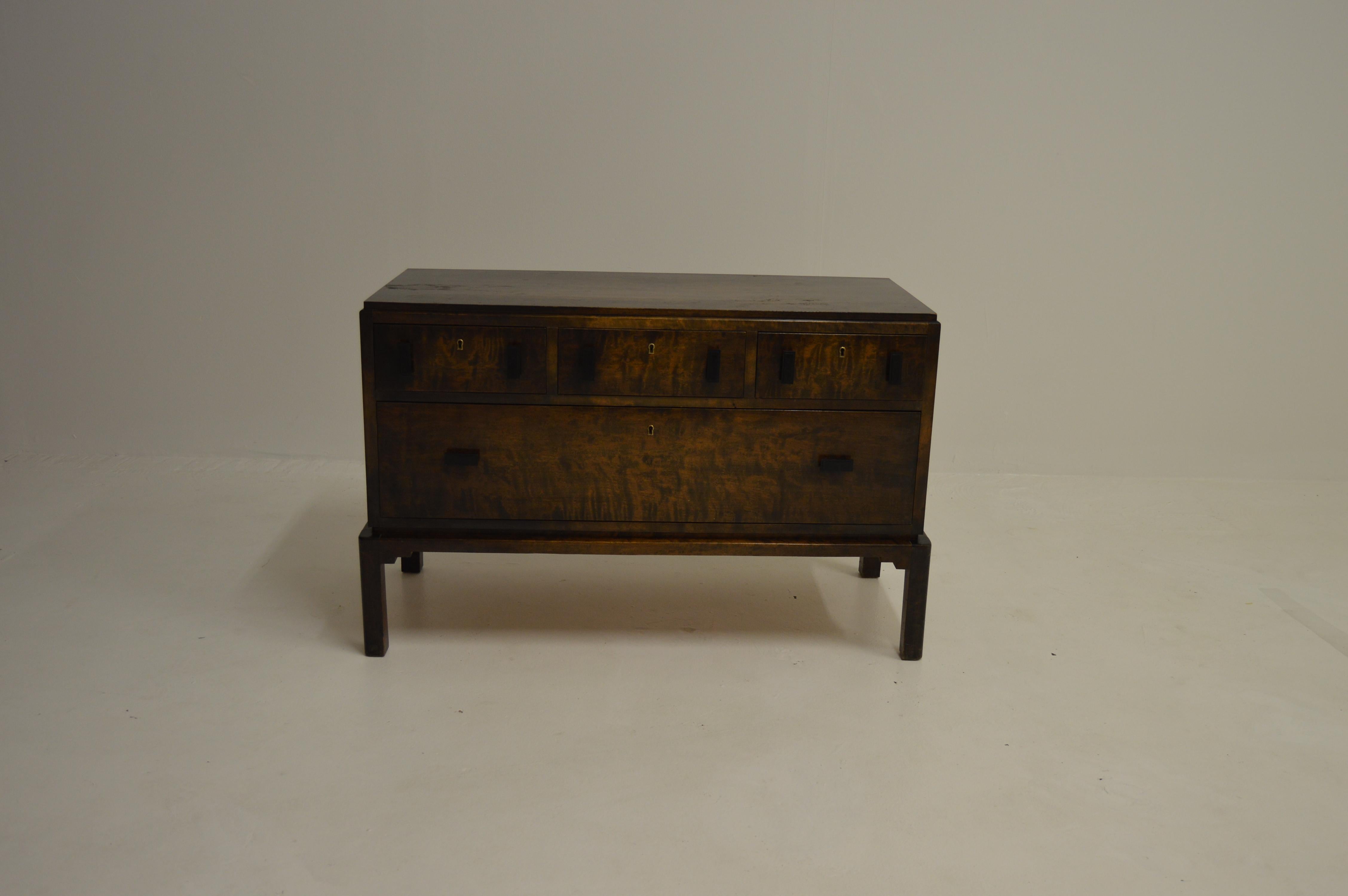 Nice designed bureau or chest of drawers. Scandinavian Swedish modern style. From circa 1940s.
  