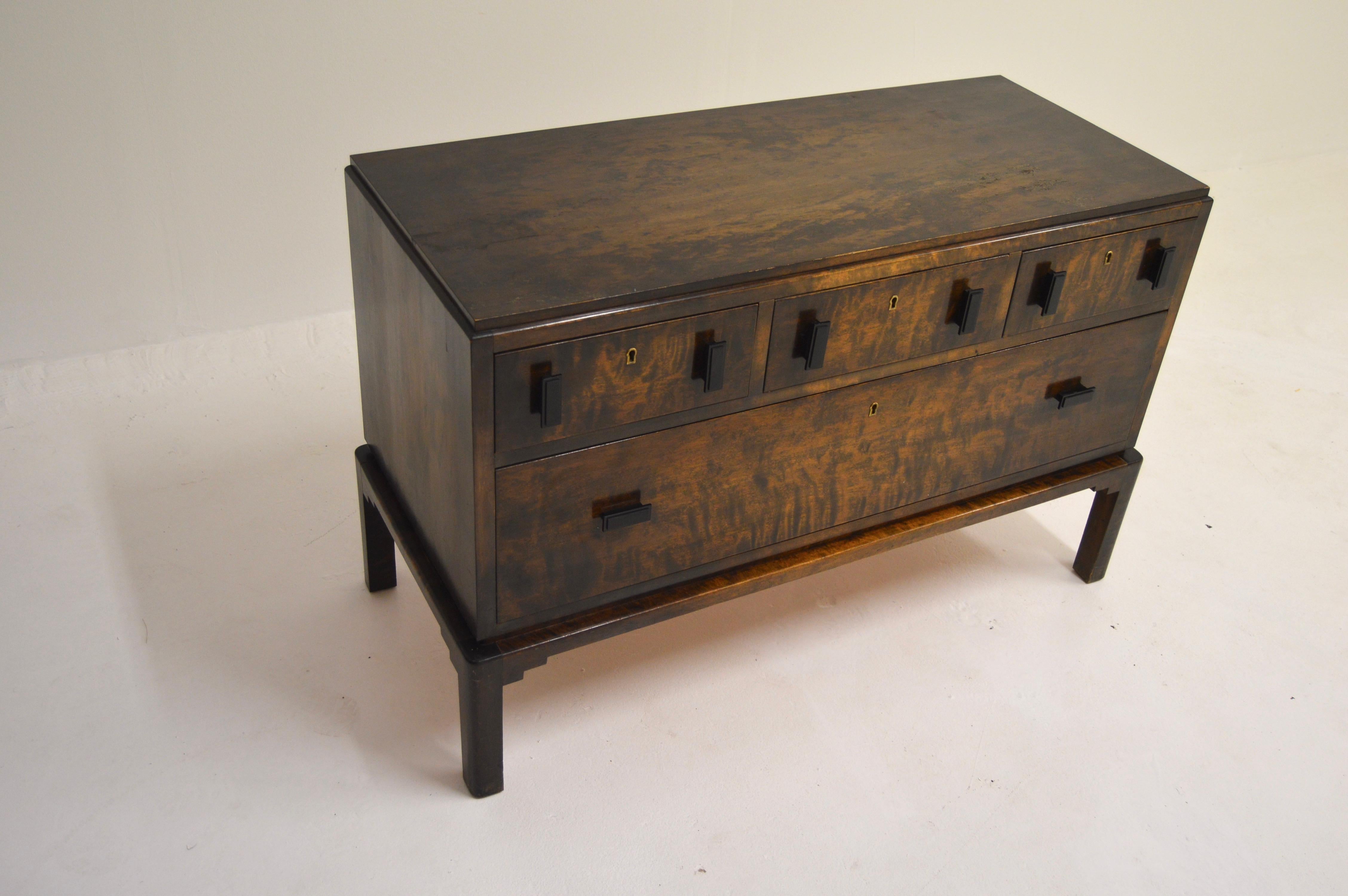 Wood Swedish Art Deco Chest of Drawers For Sale
