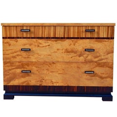 Swedish Art Deco Chest of Drawers in Flame Birch and Rosewood, 1930