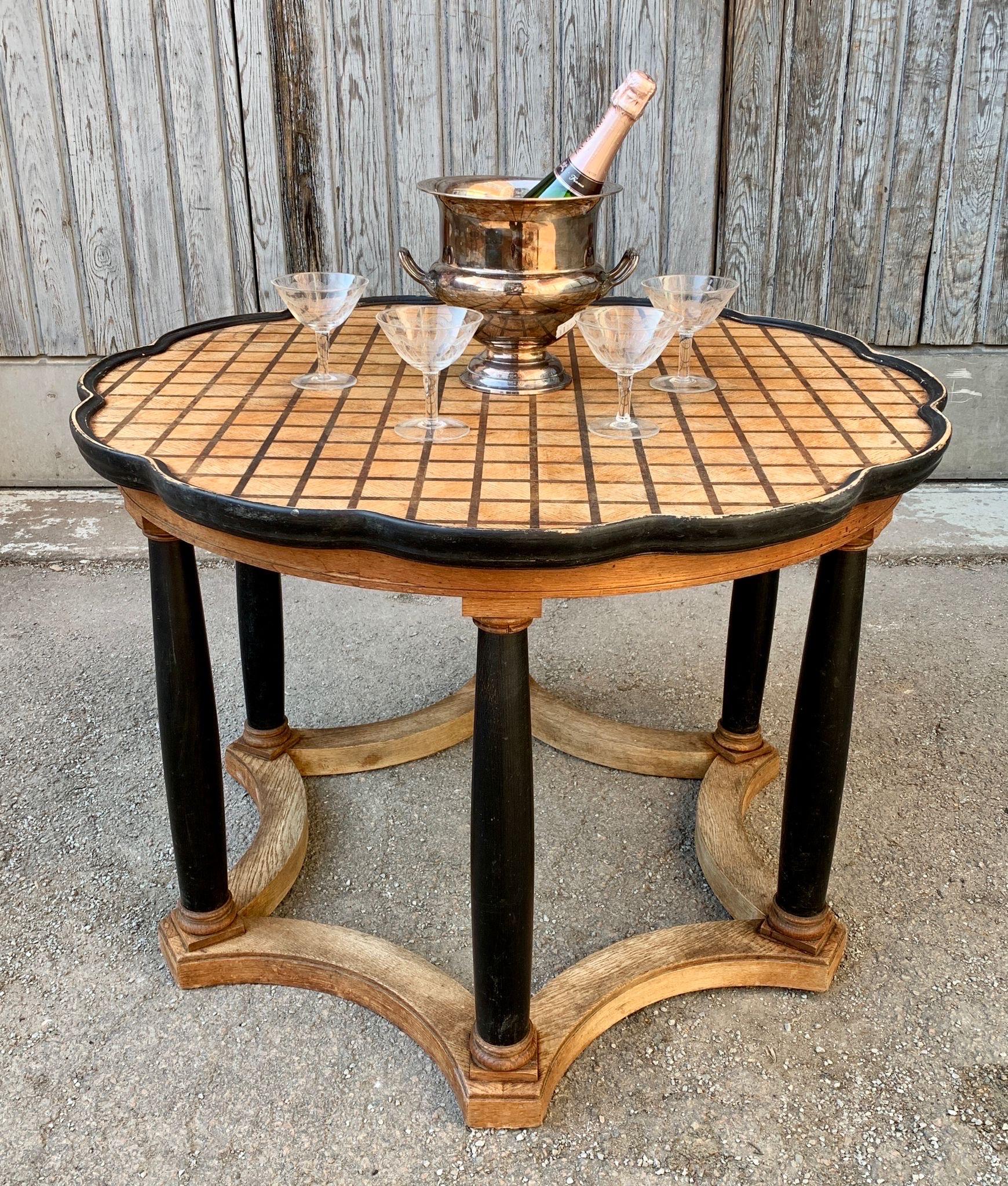 Swedish Art Deco Cocktail Table in Oak Marquetry In Good Condition In Haddonfield, NJ