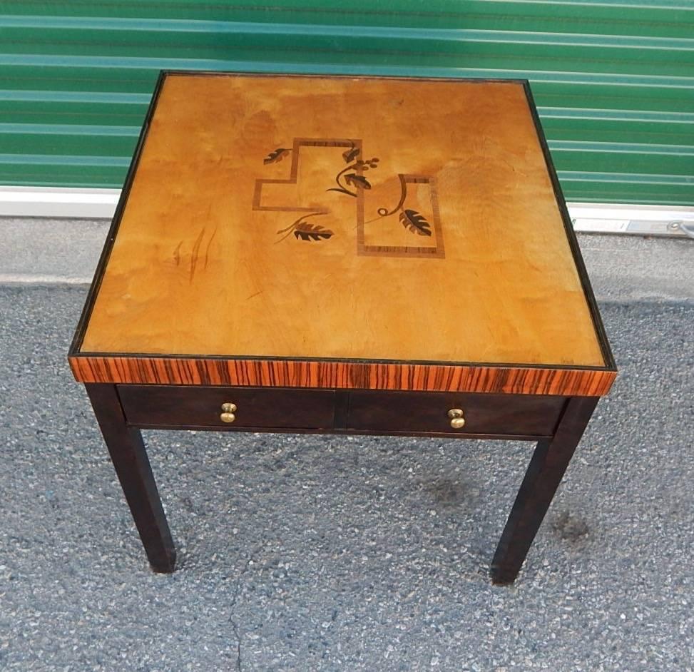 Mid-20th Century Swedish Art Deco Cubic Inlaid Side/End Table, circa 1930 For Sale