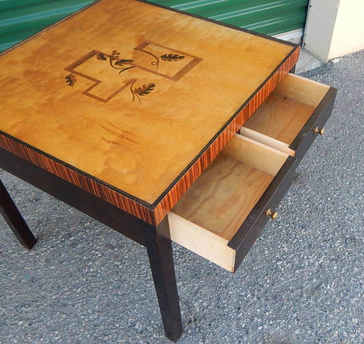 Swedish Art Deco Cubic Inlaid Side/End Table, circa 1930 For Sale 1