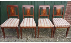 Chaises de salle à manger suédoises Art Déco, ensemble de 6 chaises en marqueterie Honey foncé, début du 20e siècle