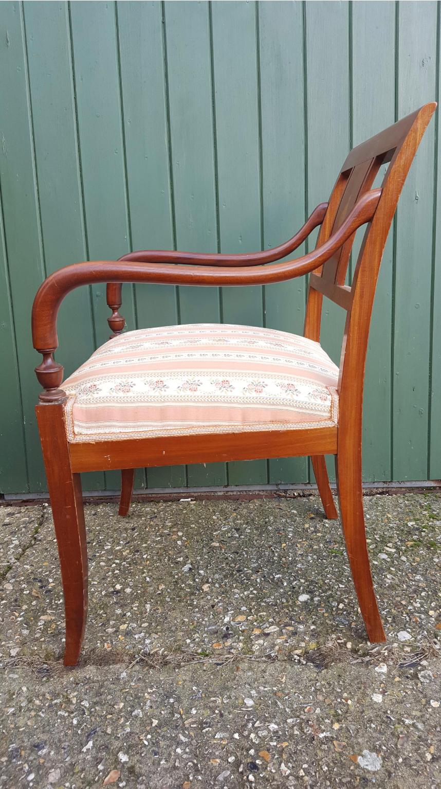 Birch Swedish Art Deco Dining Chairs Set of 6 Marquetry Dark Honey, Early 20th Century For Sale