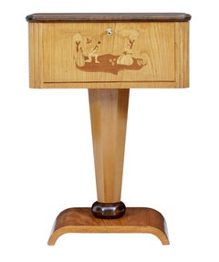 Swedish Art Deco Elm Inlaid Small Work Table