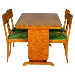 Swedish Art Deco Extendable Dining Table by SMI, Golden Birch, 1930s