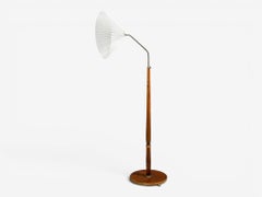 Swedish Art Deco, Floor Lamp, Burl, Brass, Sweden, 1940s