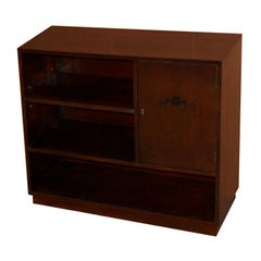 Swedish Art Deco Functionalist Dark Flame Birch Bookcase Cabinet