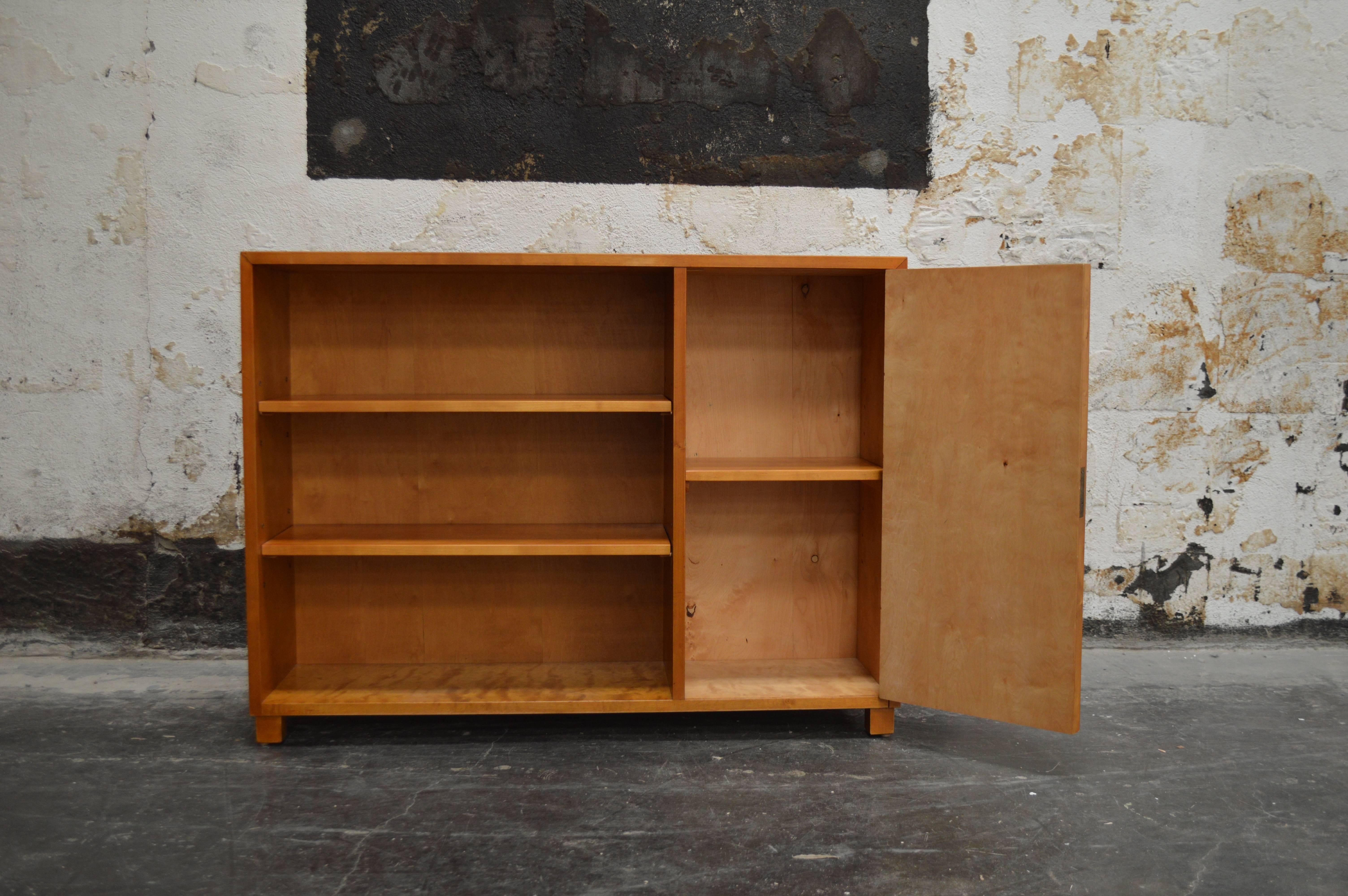 Mid-20th Century Swedish Art Deco Functionalist Golden Birch Cabinet Bookcase