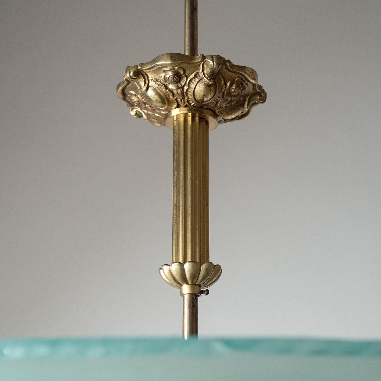 Lampadario svedese in vetro e ottone Art Deco, circa 1940 in vendita 2