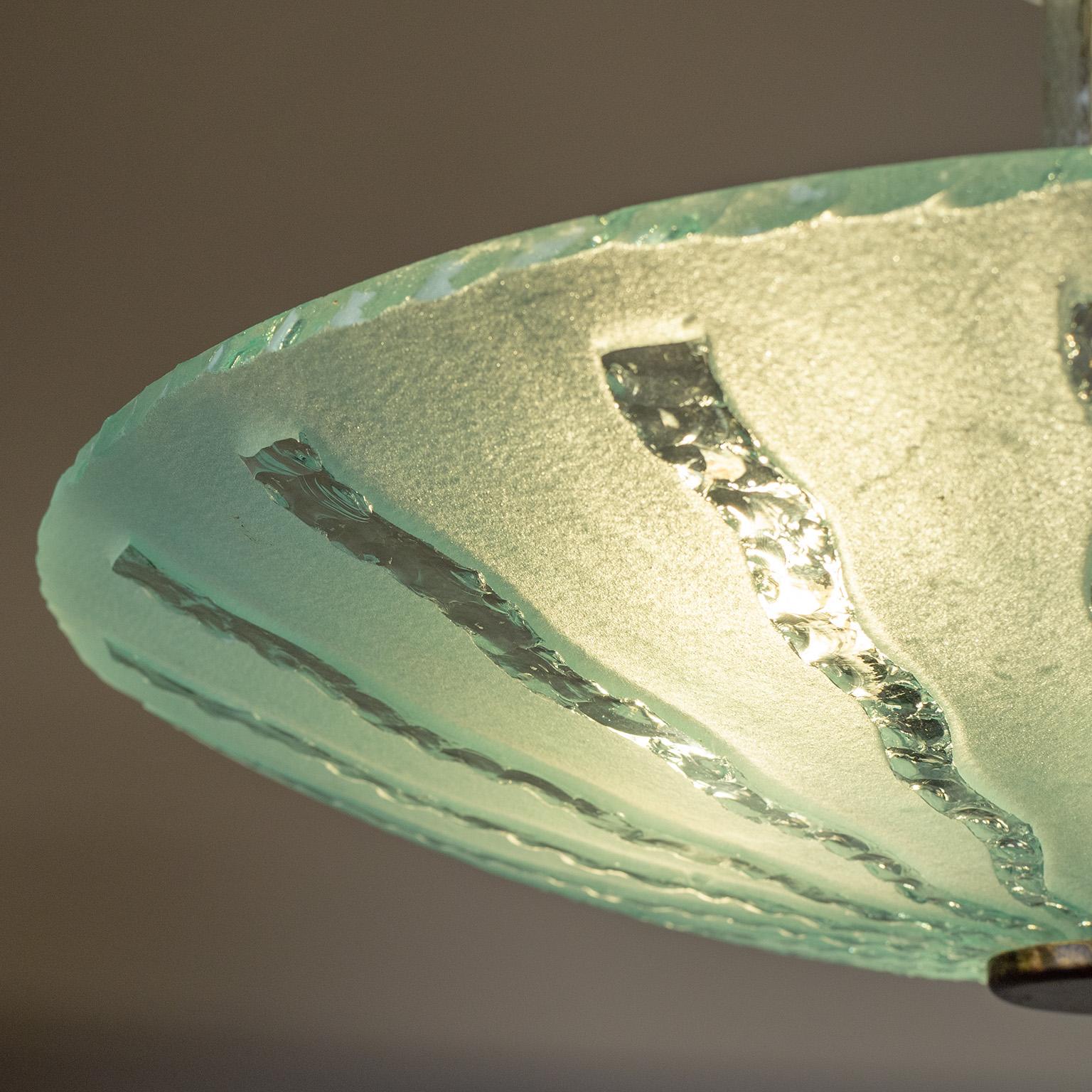 Swedish Art Deco Glass Ceiling Light, 1930s In Good Condition In Vienna, AT