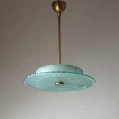 Swedish Art Deco Glass Chandelier, 1930s