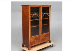 Swedish Art Deco Glass Front Cabinet Marquetry Early 20th Century Vitrine A