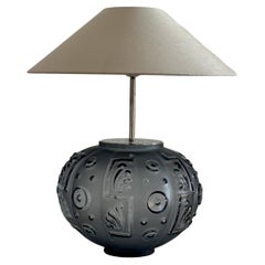 Swedish Grace Glass Table Lamp by Edvin Ollers, Elme Glass Factory, 1920s