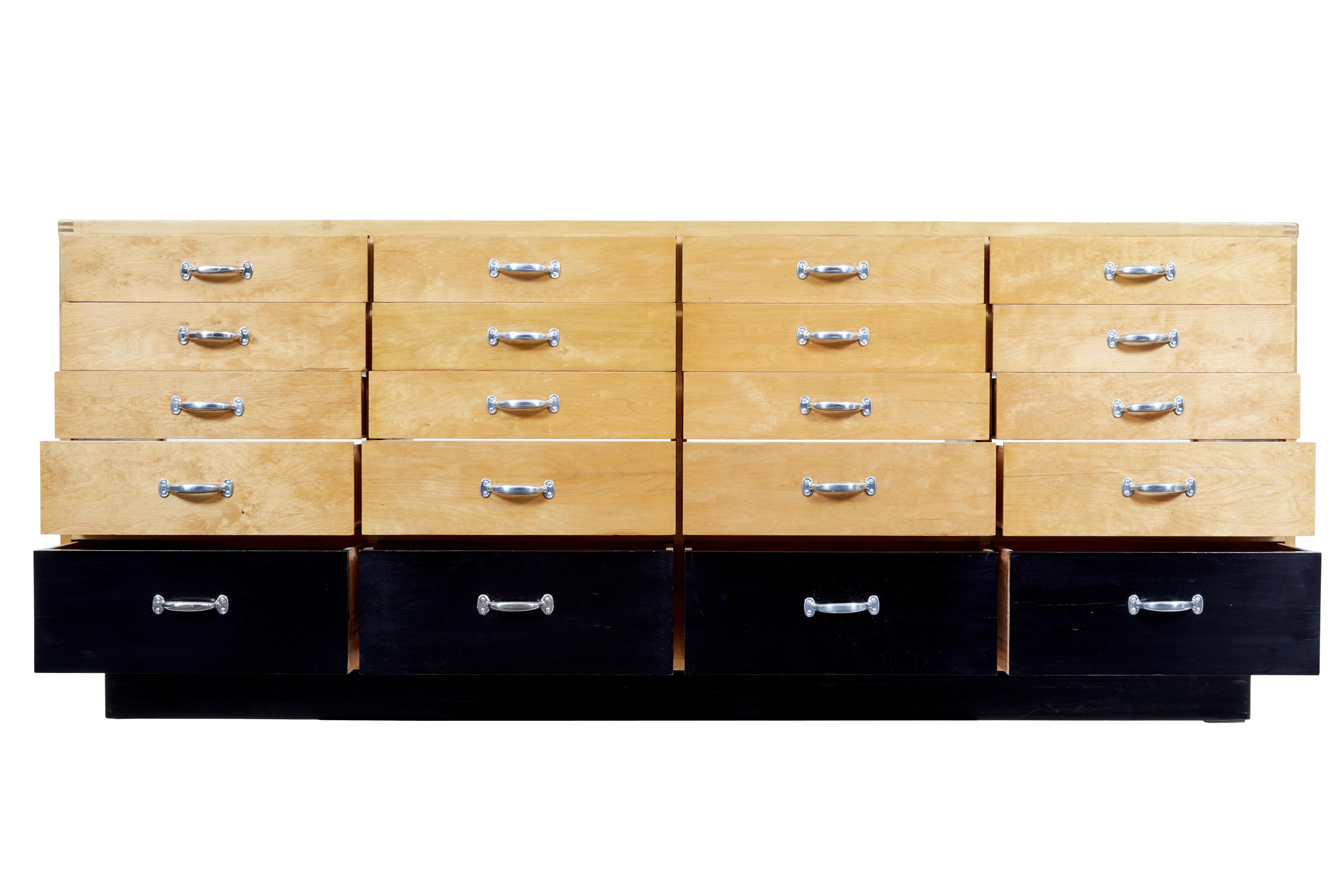20th Century Swedish Art Deco Glazed Birch Haberdashery Display Cabinet