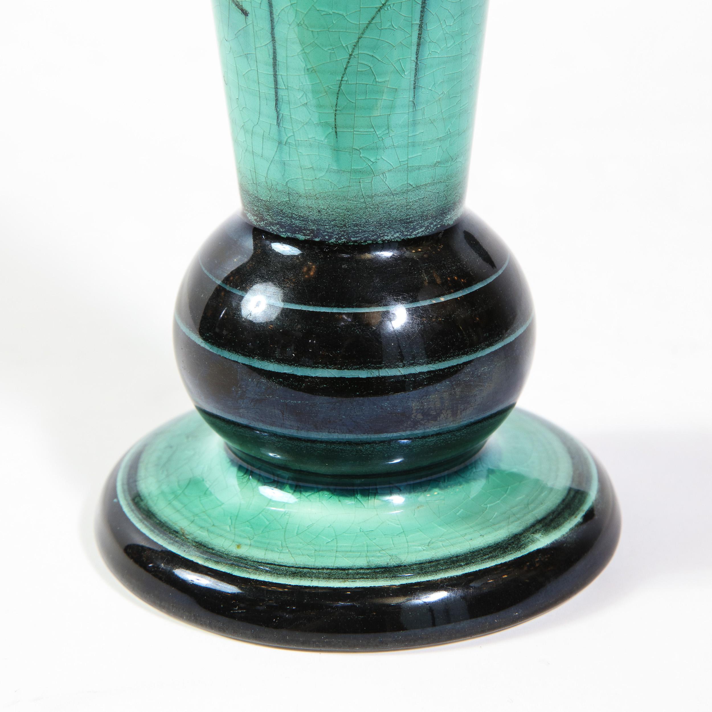 Swedish Art Deco Glazed Ceramic Cylindrical Vase by Ilse Claesson for Rörstrand 1