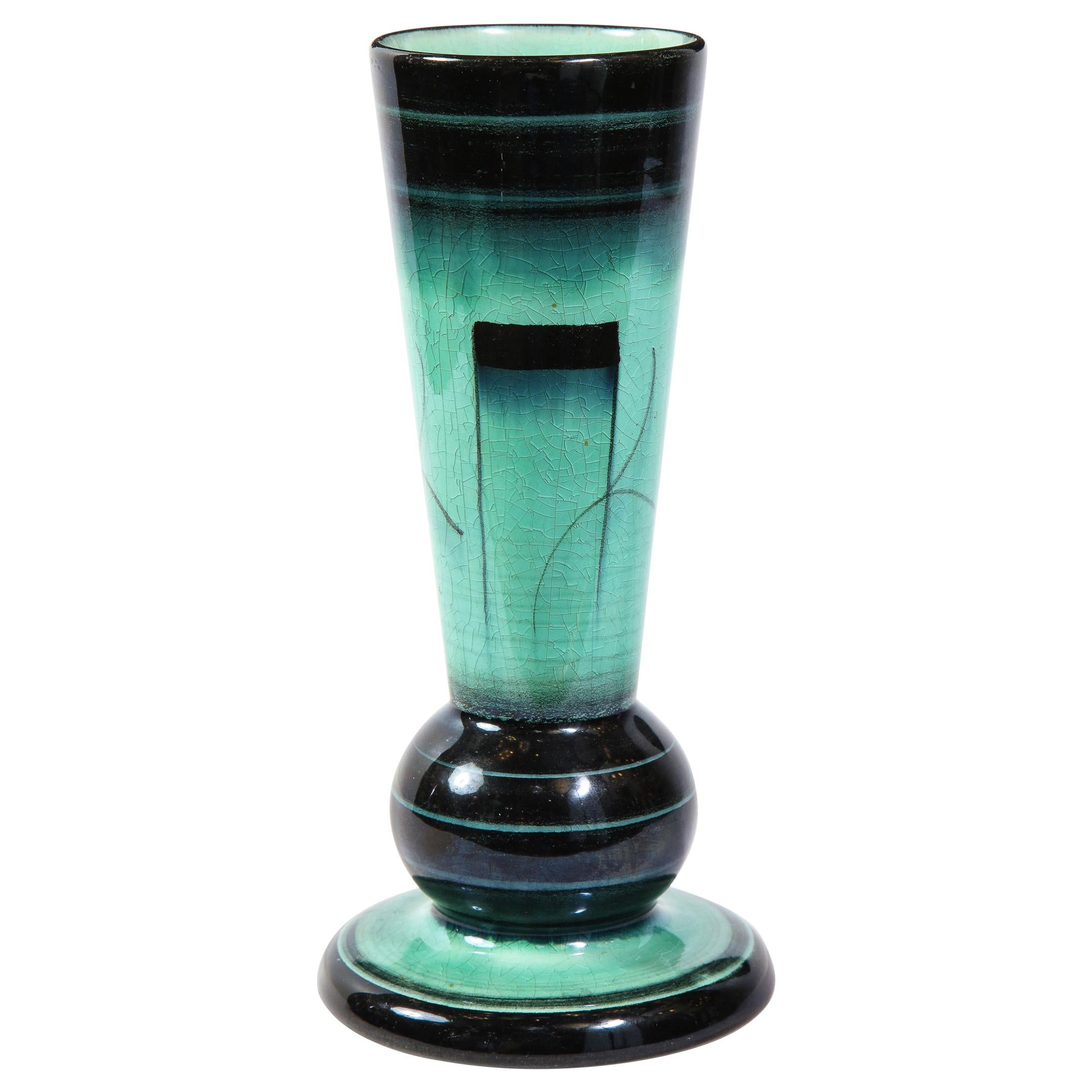 Swedish Art Deco Glazed Ceramic Cylindrical Vase by Ilse Claesson for Rörstrand