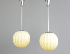 Swedish Art Deco Globe Pendant Lights, circa 1920s