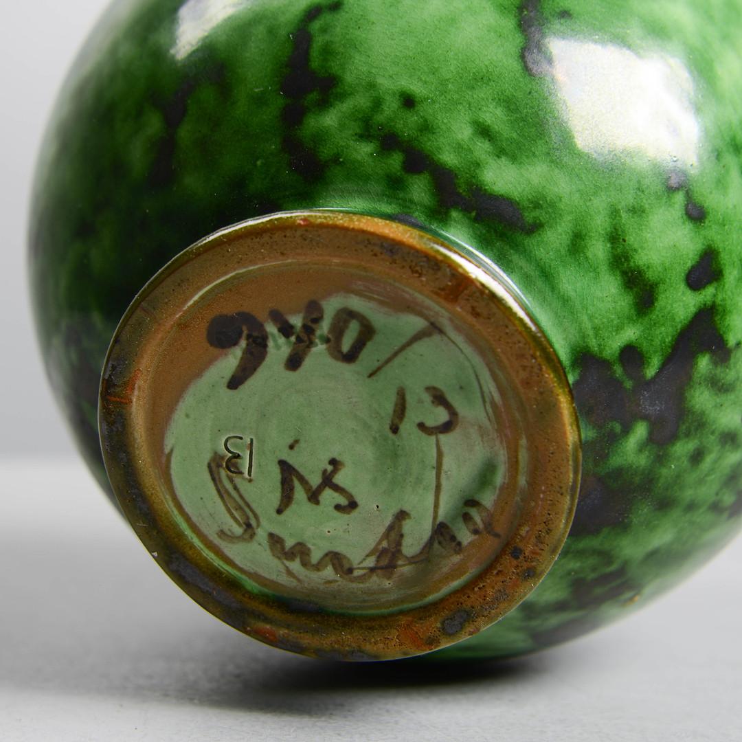 Céramique Vase suédois en céramique vernissée verte The Artfulene Green Greene - Par Erik Mornils pour Nittsjö en vente