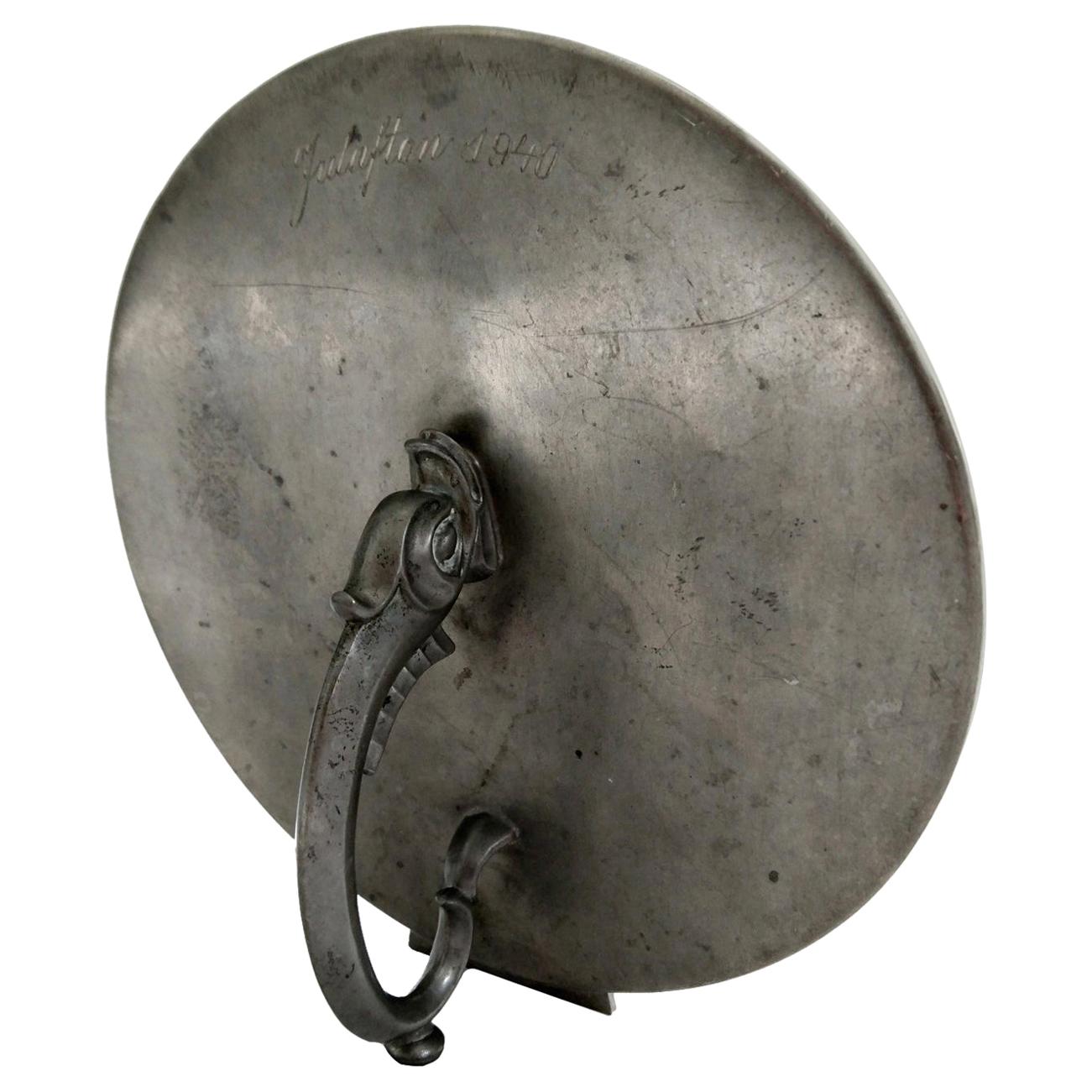 Swedish Art Deco Hand Mirror in Pewter, 1930s For Sale