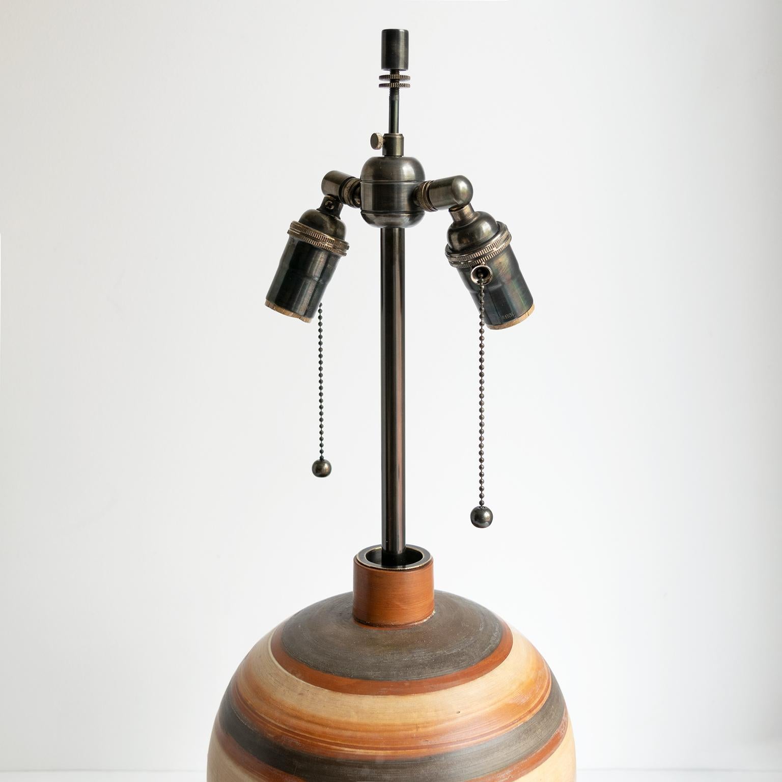 Scandinavian Swedish Art Deco Hand Thrown 1937 Ceramic Vase Lamp by Gudrun Slettengren