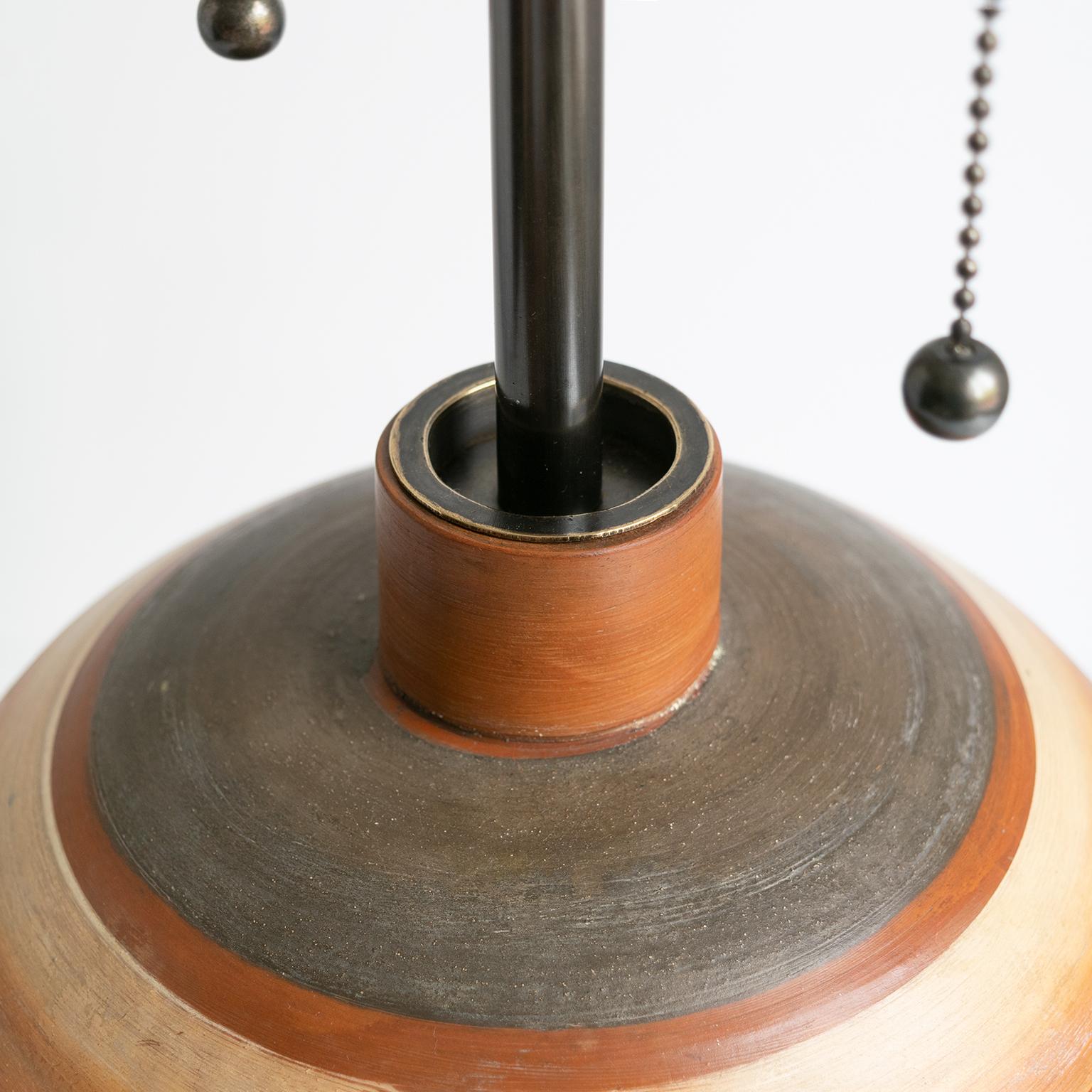 Swedish Art Deco Hand Thrown 1937 Ceramic Vase Lamp by Gudrun Slettengren In Good Condition In New York, NY