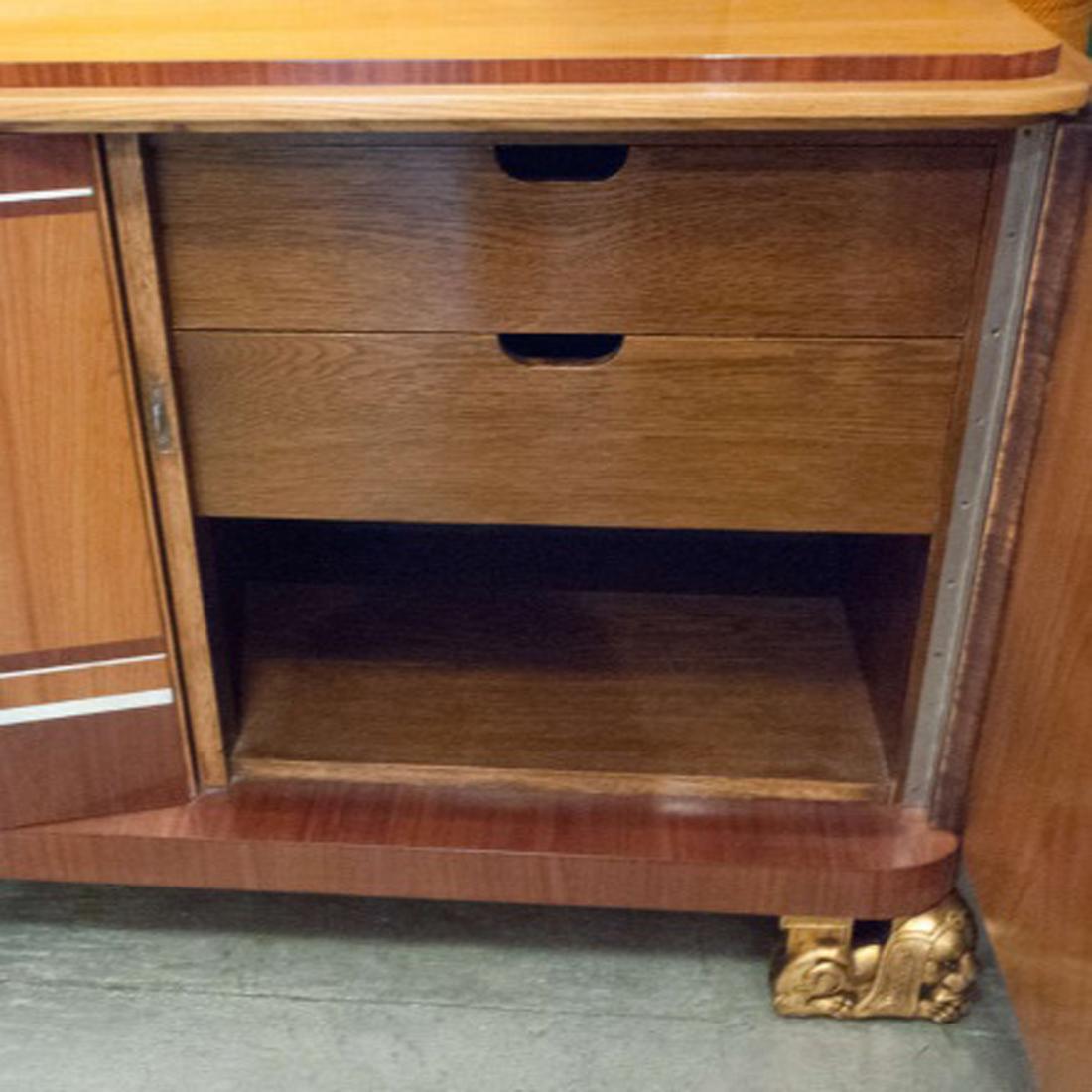 Schwedische Credenza im Art-déco-Stil mit Intarsien, aber stromlinienförmig (Art déco) im Angebot