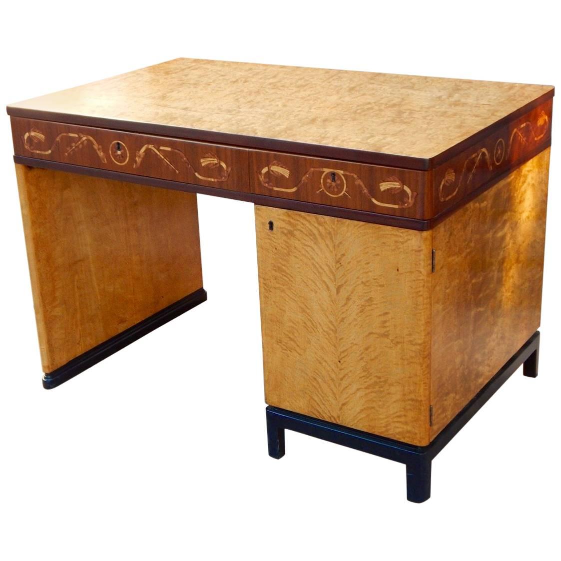 Swedish Art Deco Inlaid Desk by Ferdinand Lundquist, circa 1930