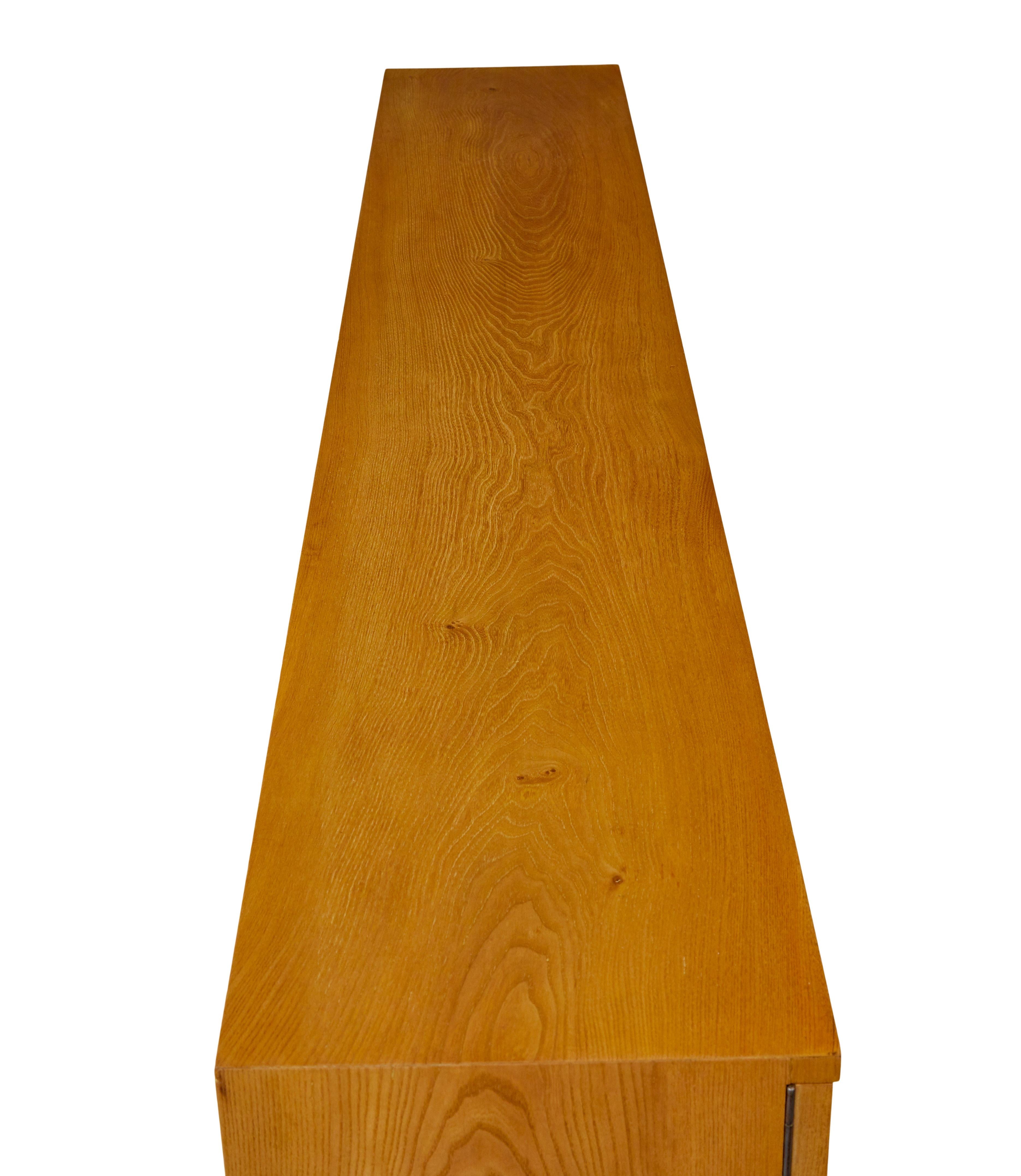 Swedish art deco inlaid elm low bookcase by  Mjölby Intarsia 3