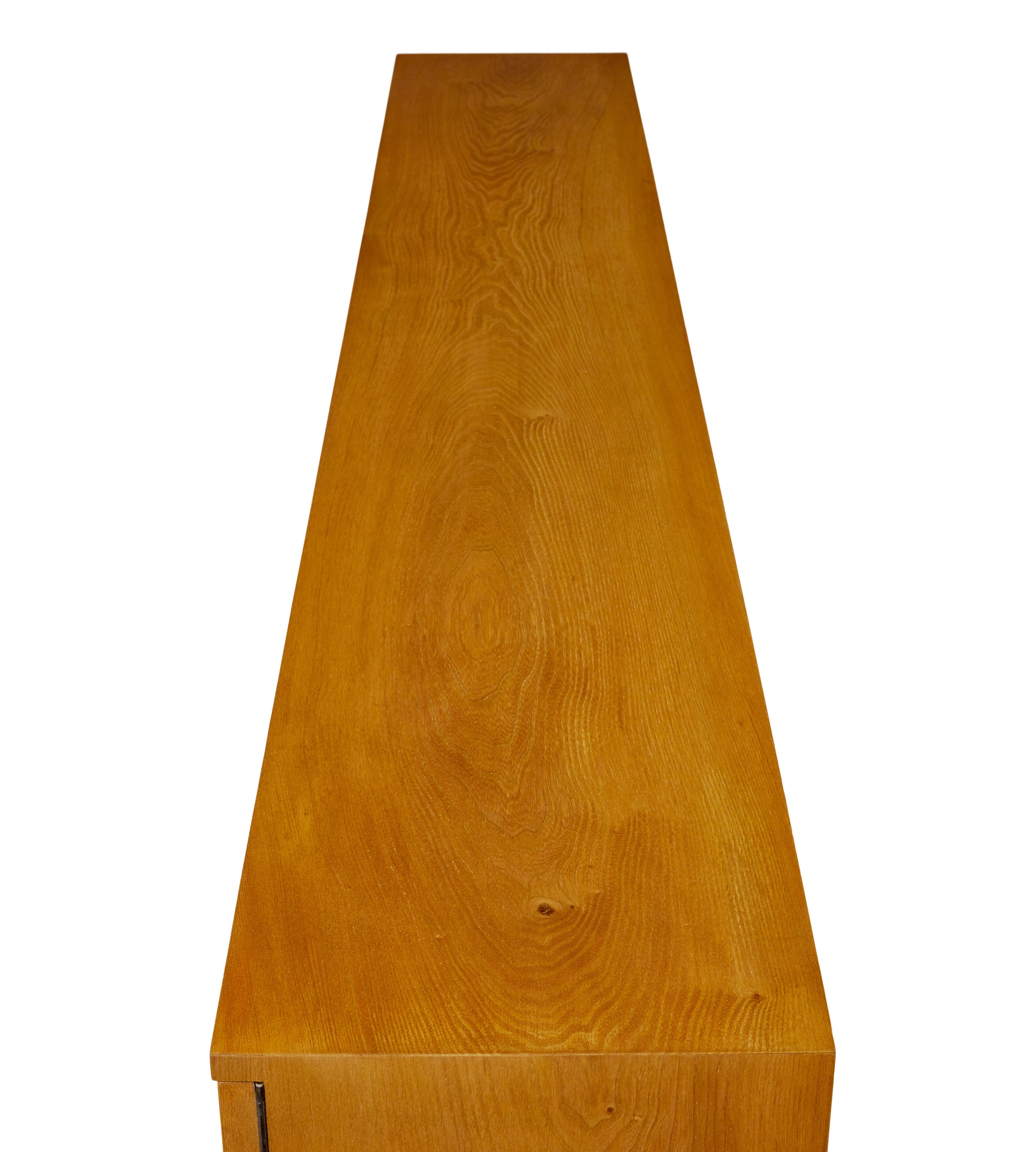 Swedish art deco inlaid elm low bookcase by  Mjölby Intarsia 4