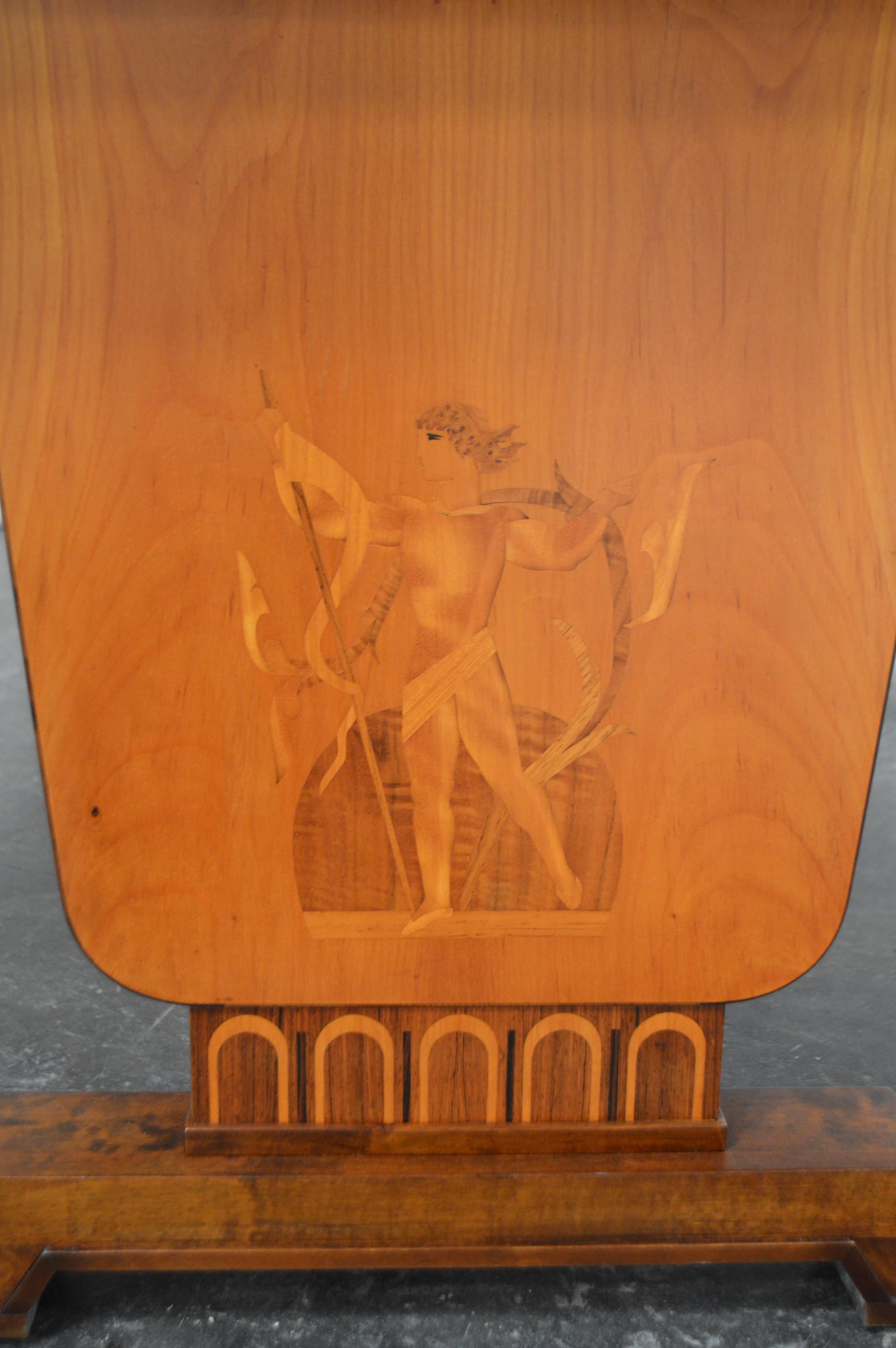 Swedish Art Deco Intarsia Inlay Bibliotek Table with Leaf at 1stDibs