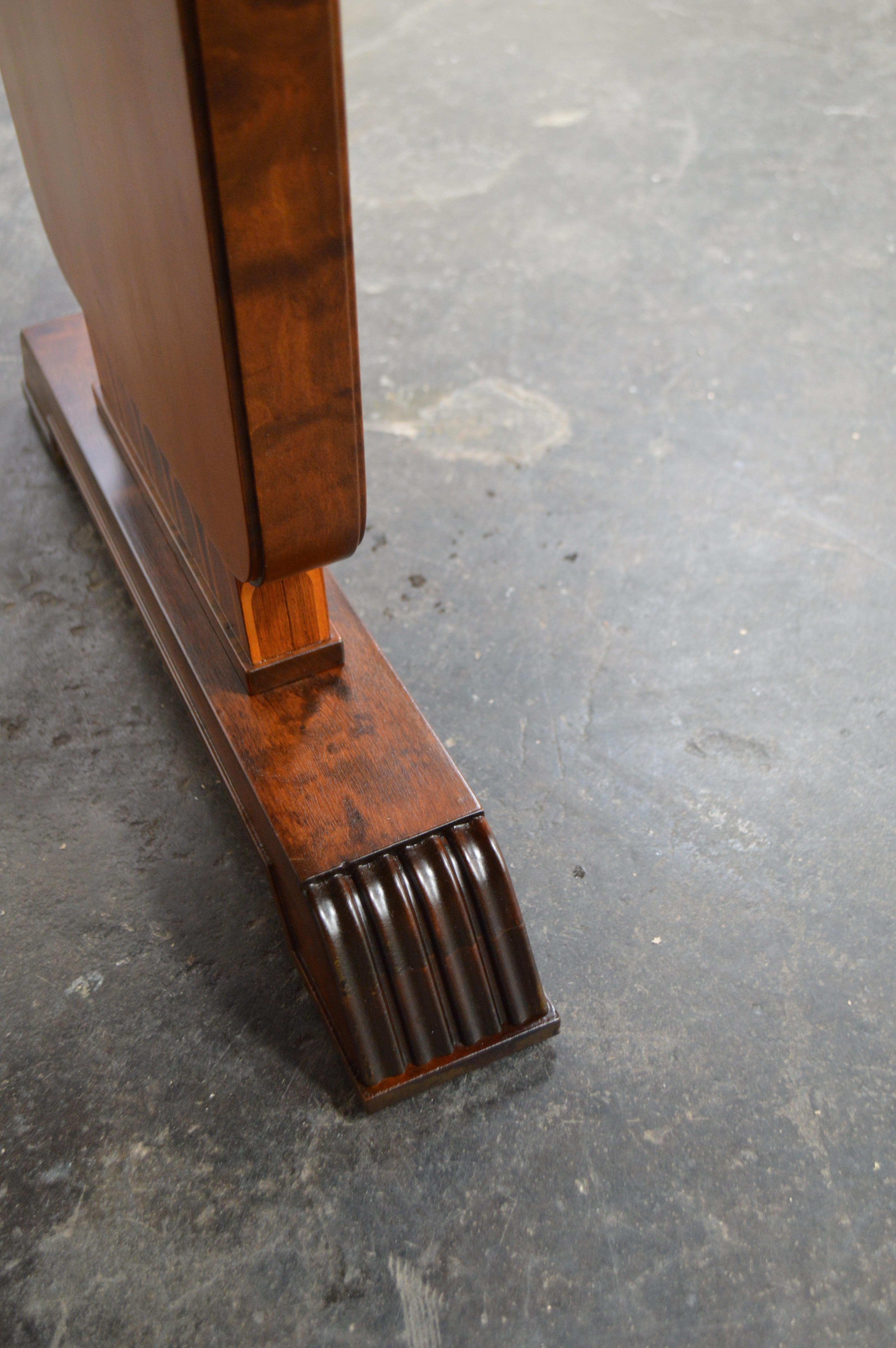 Swedish Art Deco Intarsia Inlay Bibliotek Table with Leaf at 1stDibs