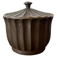 Swedish Art Deco Lidded Jar in Bronze Patinaed Metal