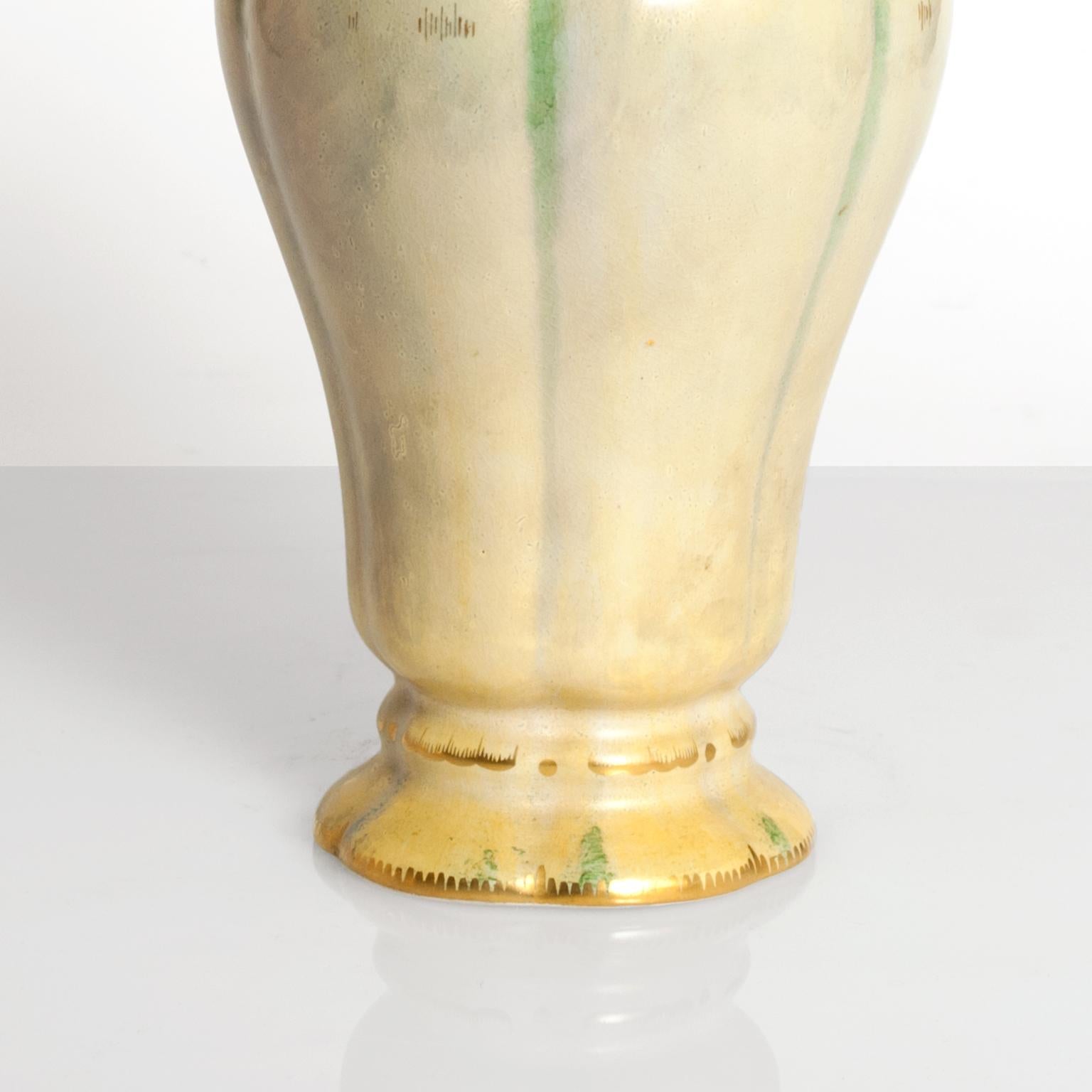 Glazed Swedish Art Deco Lidded Pale Yellow Vase Josef Ekberg Gustavsberg For Sale